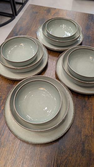 Sage Green Stoneware Dinnerware Set – 12 Piece - Karrari