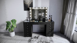 Vanity Table - LED Mirror, Bluetooth Speakers & Storage Drawers - Karrari