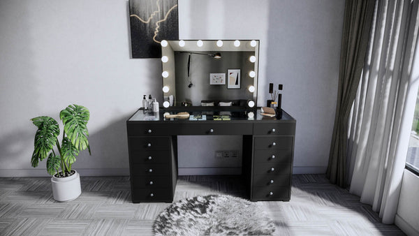 Vanity Table - LED Mirror, Bluetooth Speakers & Storage Drawers - Karrari