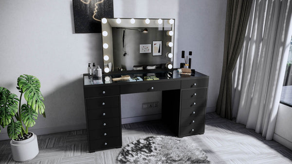 Vanity Table - LED Mirror, Bluetooth Speakers & Storage Drawers - Karrari