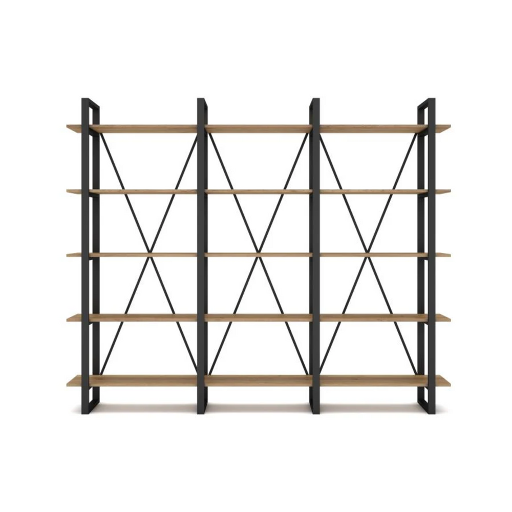 Large Industrial Bookshelf – Geometric Metal Frame - Karrari