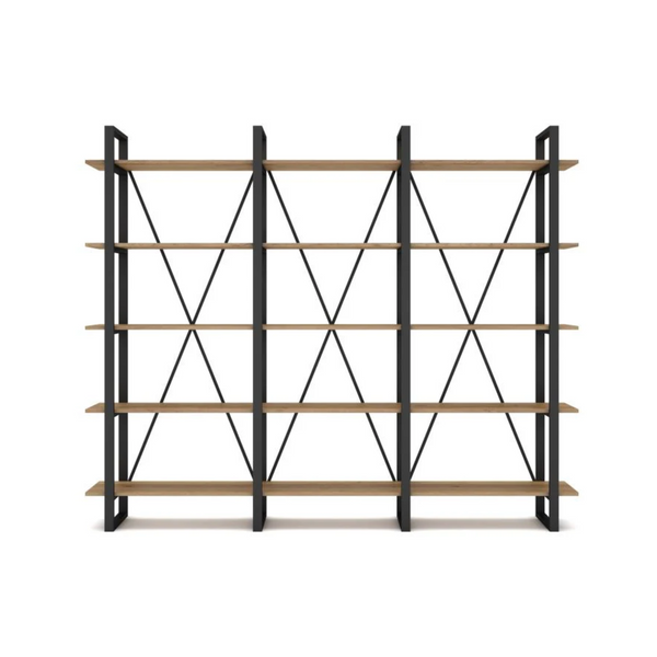 Large Industrial Bookshelf – Geometric Metal Frame - Karrari