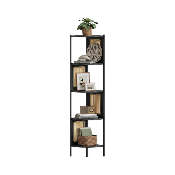 5-Tier Corner Shelf with Rattan Sides - Karrari