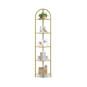 5-Tier Corner Shelf Stand with Tempered Glass - Karrari