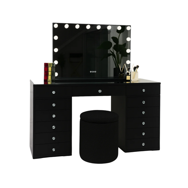 Vanity Table - LED Mirror, Bluetooth Speakers & Storage Drawers - Karrari