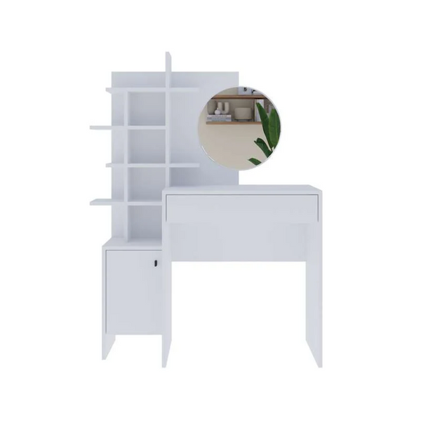 Vanity Dressing Table, White Wood - Karrari