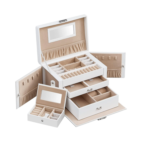 3-Layer Jewellery Box with Handle, Lock & 2 Drawers - Karrari