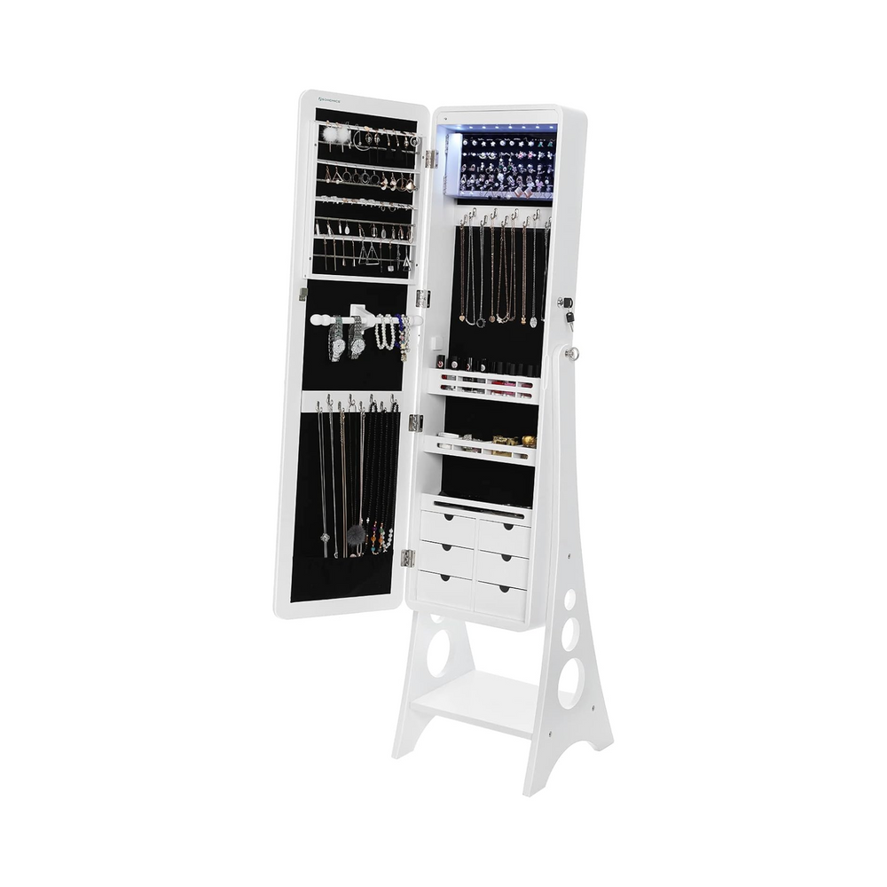 Lockable LED Mirror Jewellery Cabinet with Drawers - Karrari