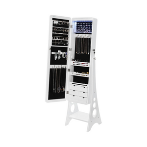 Lockable LED Mirror Jewellery Cabinet with Drawers - Karrari