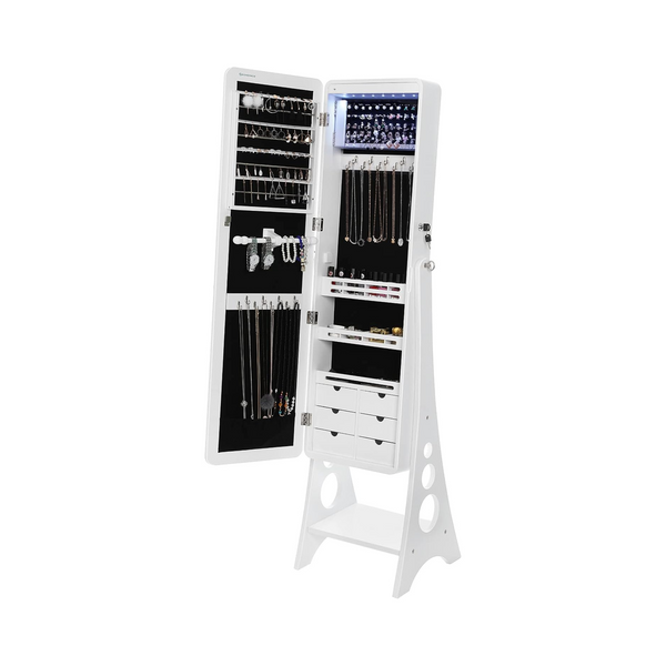 Lockable LED Mirror Jewellery Cabinet with Drawers - Karrari