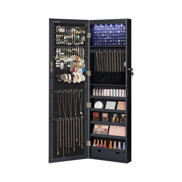 Lockable LED Mirror Jewellery Cabinet – Wall Mounted - Karrari
