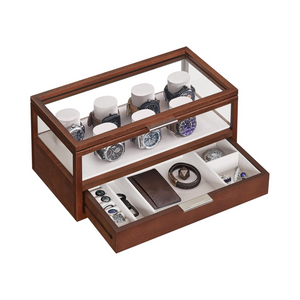 2-Tier Wooden Watch Case - Drawer & Velvet Lining - Karrari