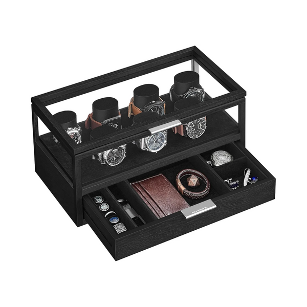 2-Tier Wooden Watch Case - Drawer & Velvet Lining - Karrari