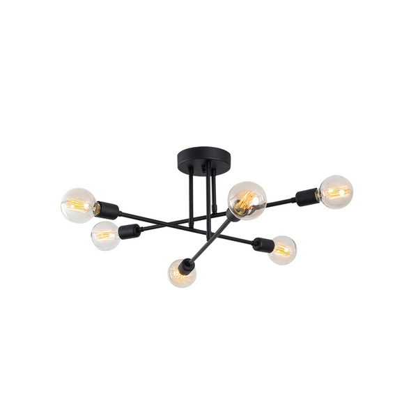Industrial 6-Light Ceiling Lamp – Clear Glass - Karrari