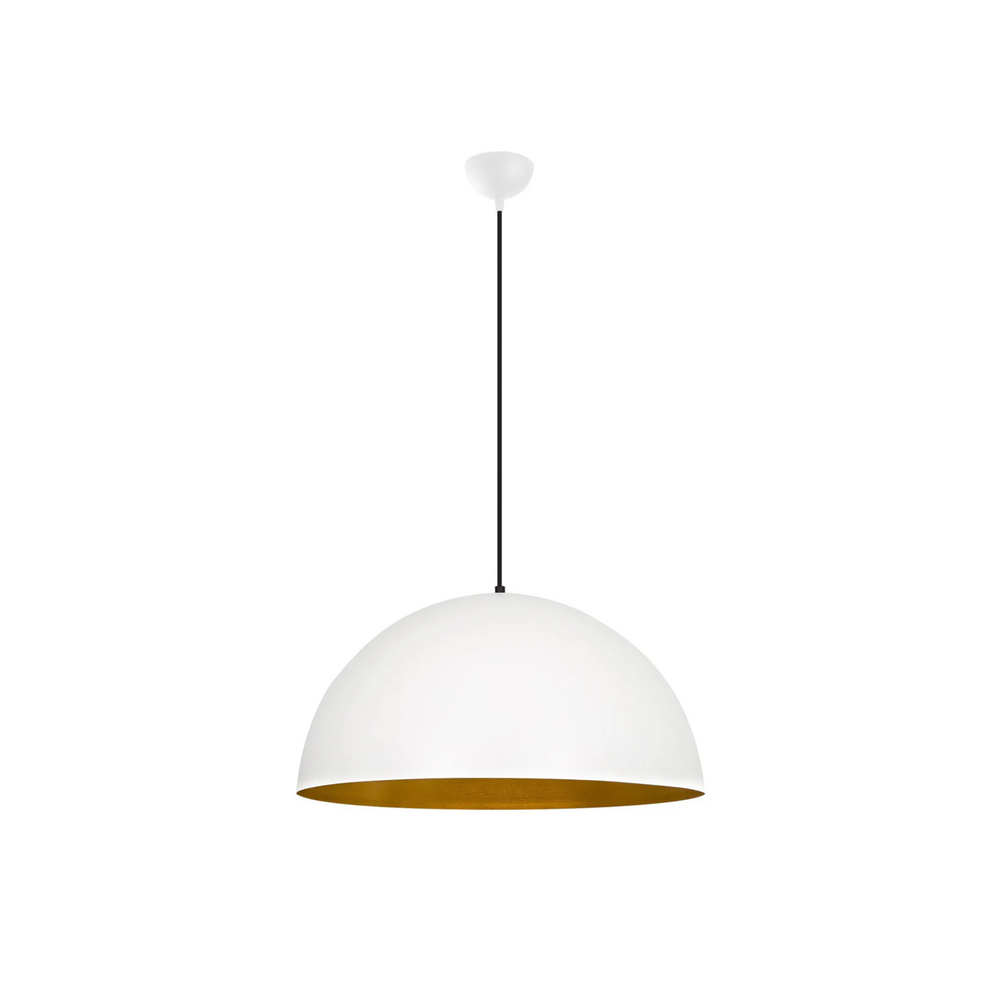 Modern Dome Pendant Light – White & Gold Finish - Karrari