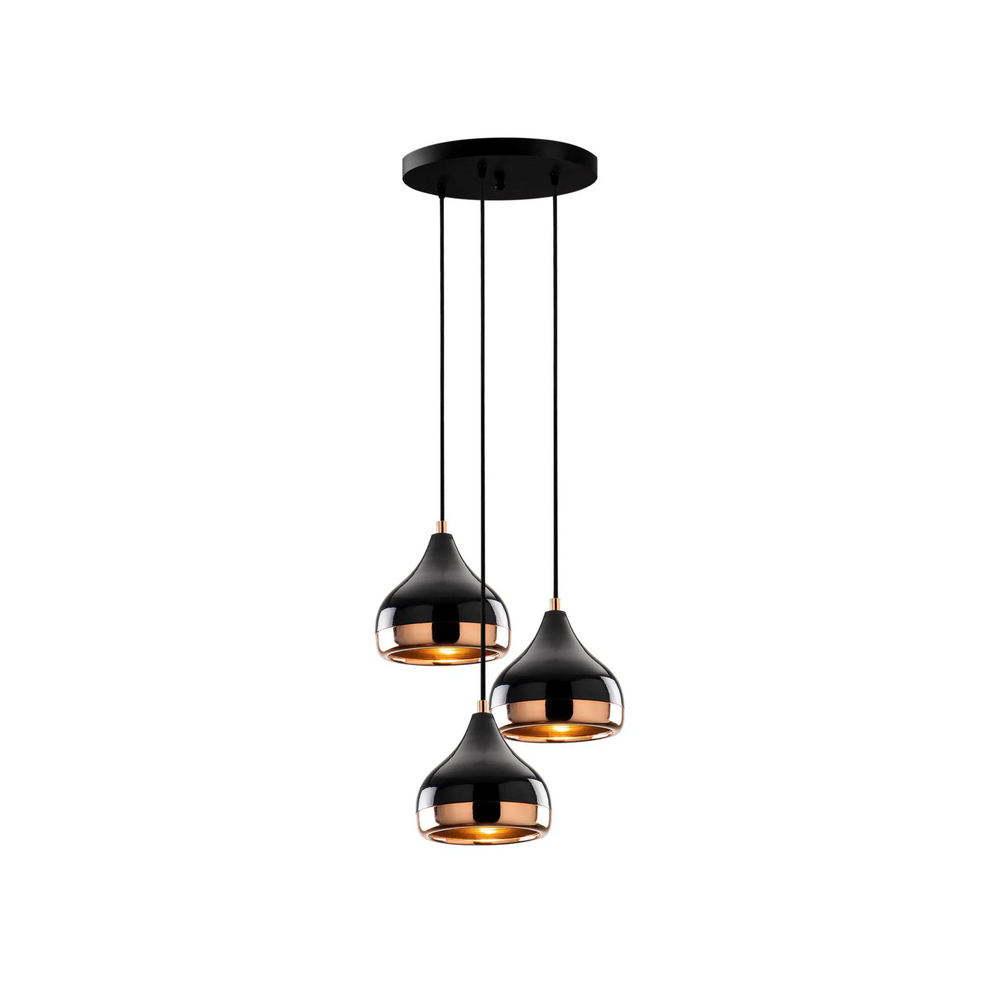 Modern Trio Pendant Light with Black & Copper Finish - Karrari