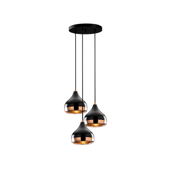 Modern Trio Pendant Light with Black & Copper Finish - Karrari