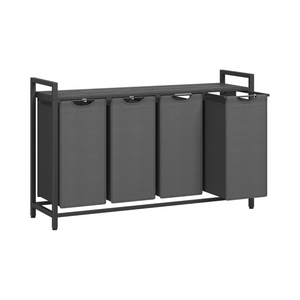 Laundry Hamper - 4 Sections, Shelf & Removable Bags - Karrari