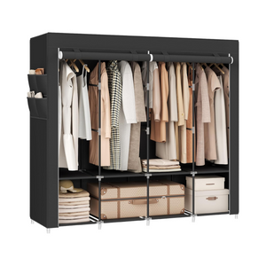Clothes Storage Wardrobe with 4 Rails & Shelves - Karrari
