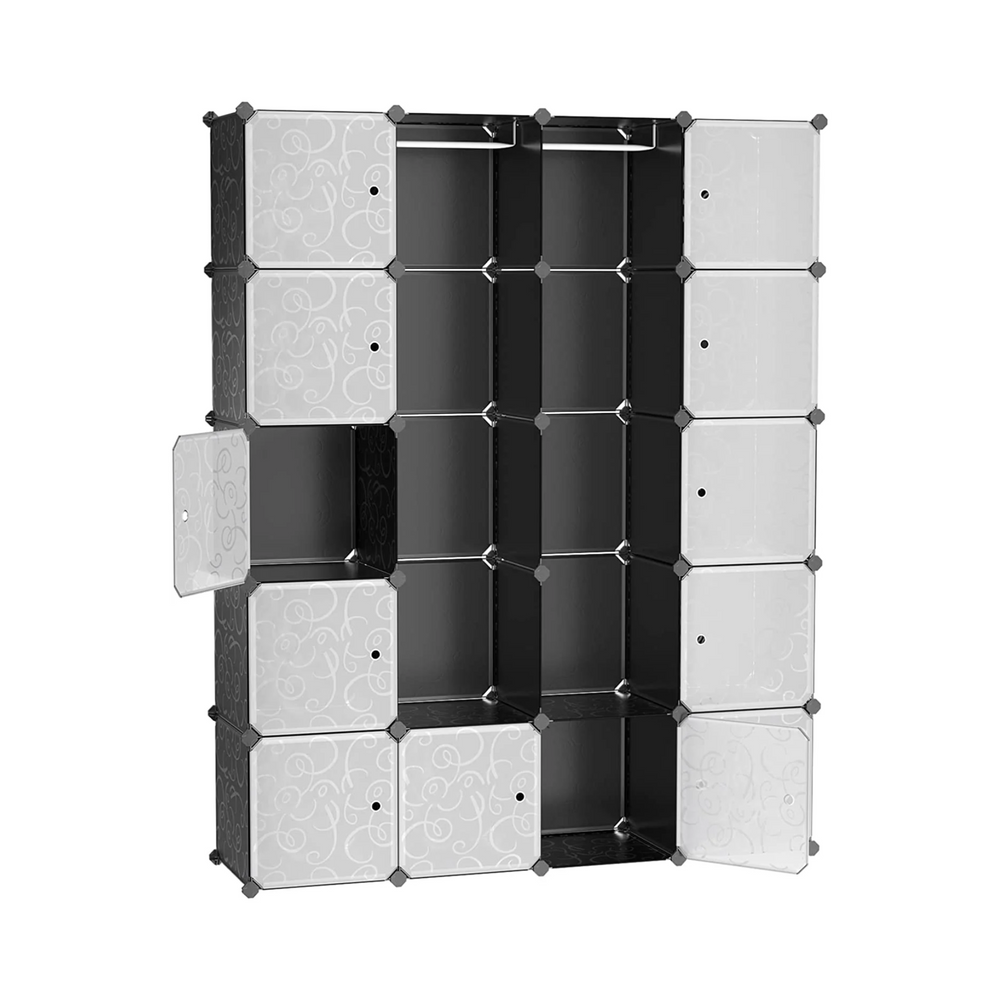 Portable Wardrobe Closet with Rails – Black - Karrari