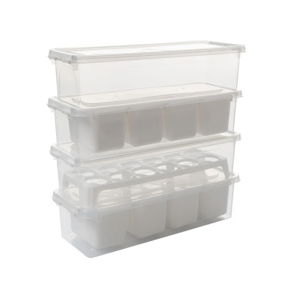 Stackable Fridge Organizer with Lids - Set of 4 - Karrari