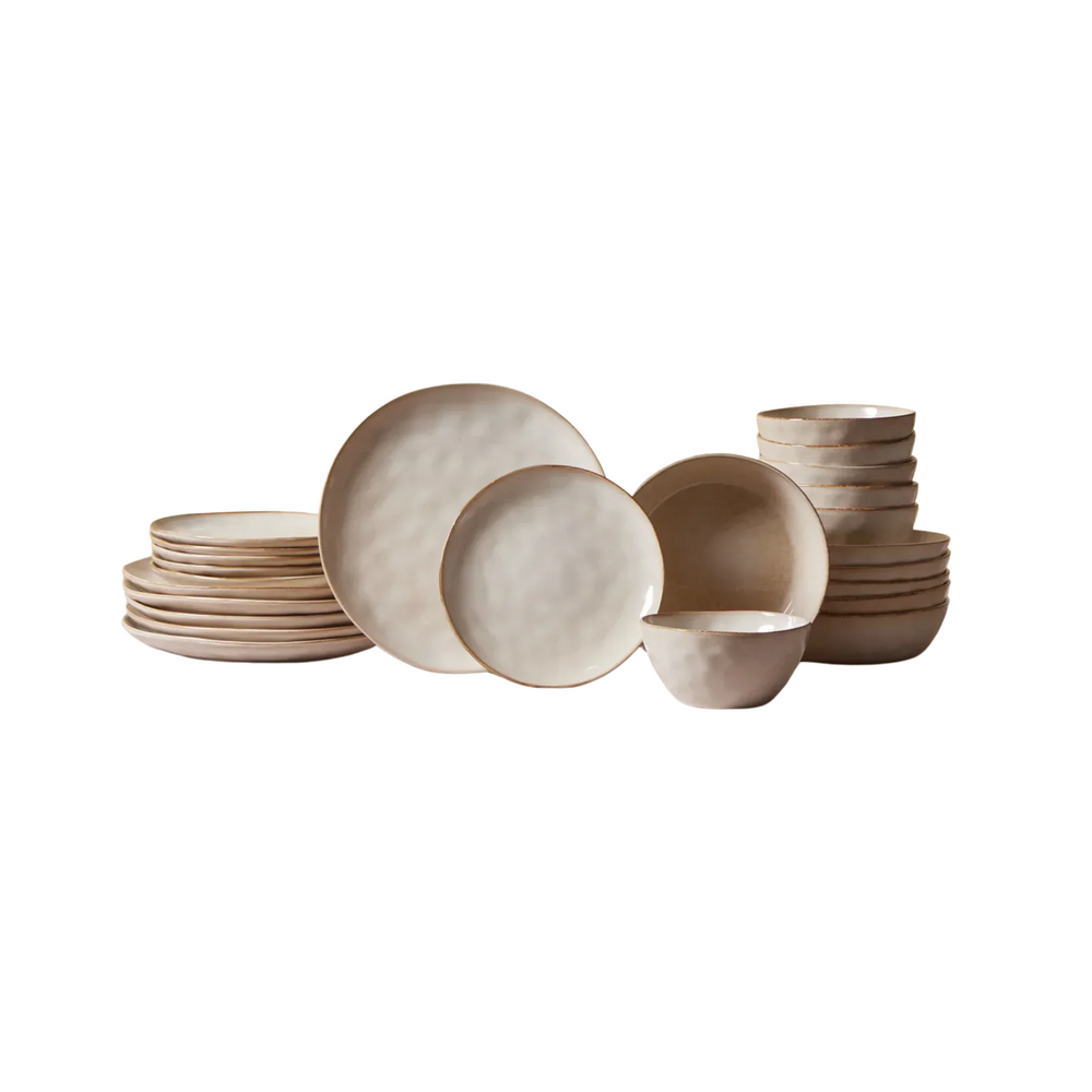 Karaca Aria Reactive Dinnerware Set – 24 Piece, Beige - Karrari