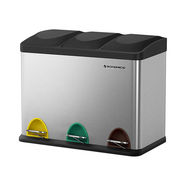 Triple Pedal Recycling Bin 3×15L (Stainless Steel) - Karrari