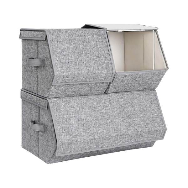 Set of 3 Stackable Storage Boxes with Lids - Karrari