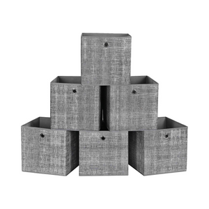 Set of 6 Grey Foldable Fabric Storage Boxes - Karrari