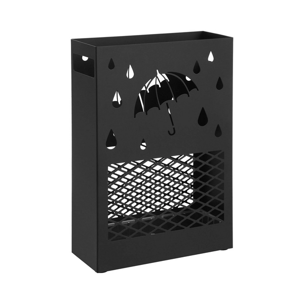 Metal Umbrella Stand with Drip Tray & Hooks (Rectangular) - Karrari