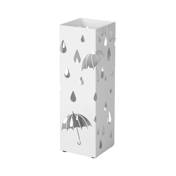 Square Metal Umbrella Stand with Drip Tray & 4 Hooks - Karrari