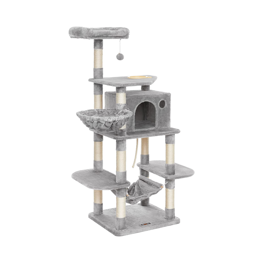 Light Grey Cat Scratching Post Play Tower - Karrari