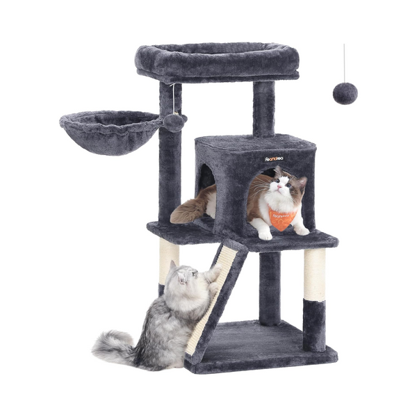 Smoky Grey Cat Tree Tower with Widened Perch - Karrari