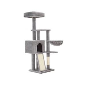 Light Grey Cat Tree Condo - Scratching Ramp - Karrari