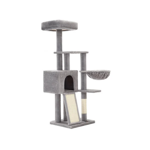 Light Grey Cat Tree Condo - Scratching Ramp - Karrari