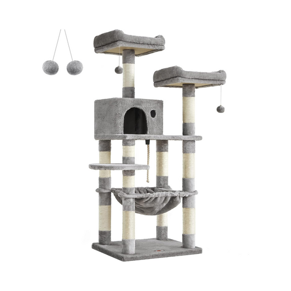 Light Grey Cat Tree Tower with 2 Plush Perches - Karrari