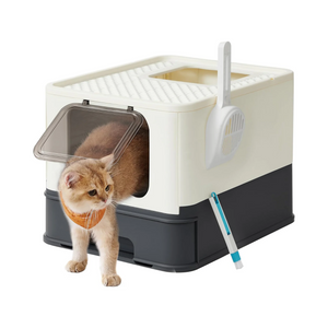 Cat Litter Tray with Lid & Scoop (Leak-Proof) - Karrari