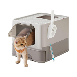 Cat Litter Tray with Lid & Scoop (Leak-Proof) - Karrari