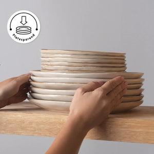 Karaca Aria Reactive Dinnerware Set – 24 Piece, Beige - Karrari