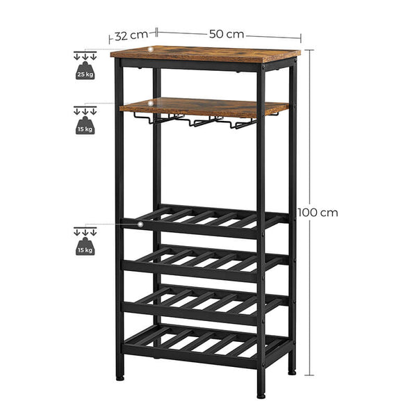 20-Bottle Wine Rack with Glass Holder - Karrari