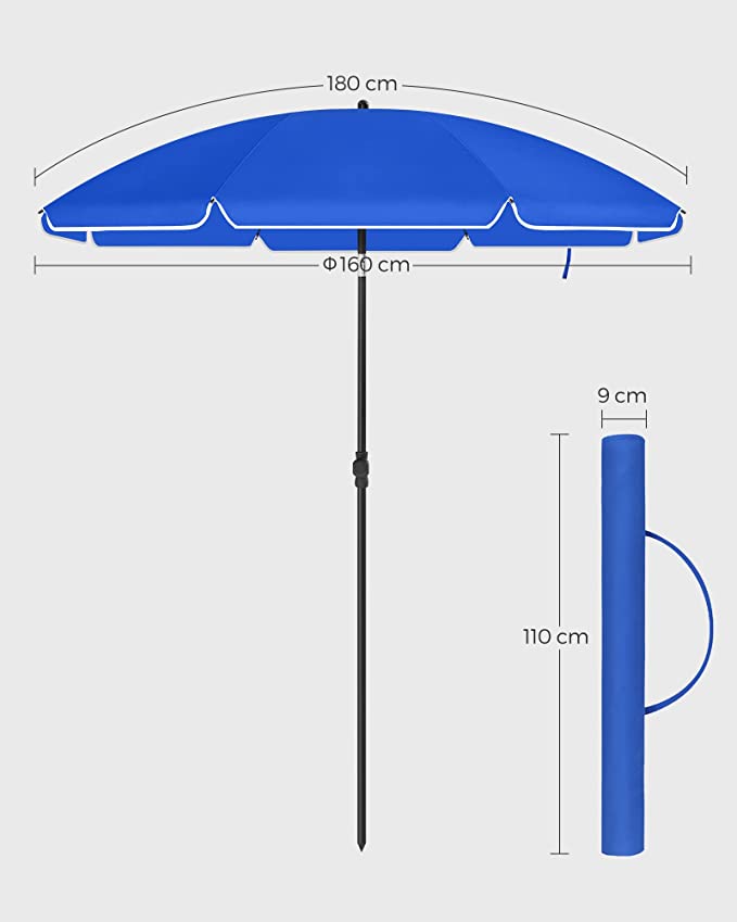 Parasol 180 cm with Carry Bag, for Beach, Garden, and Swimming Karrari