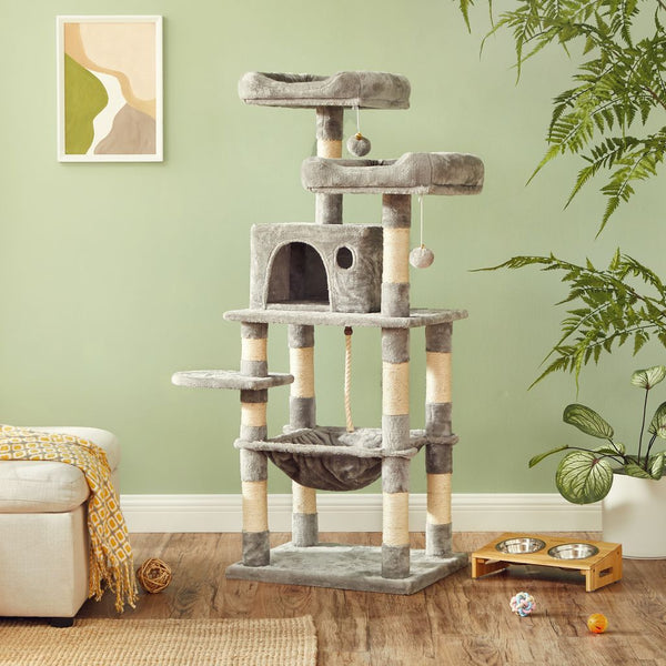Light Grey Cat Tree Tower with 2 Plush Perches - Karrari