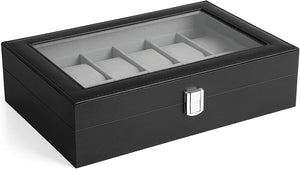 12-Slot Watch Box - Glass Lid & Removable Cushions - Karrari