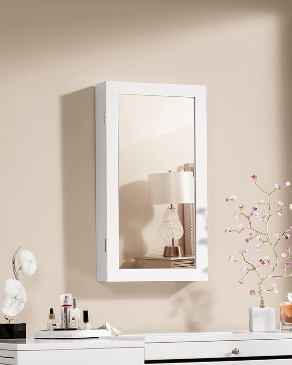 Lockable Wall-Mounted Jewellery Cabinet with Mirror - Karrari