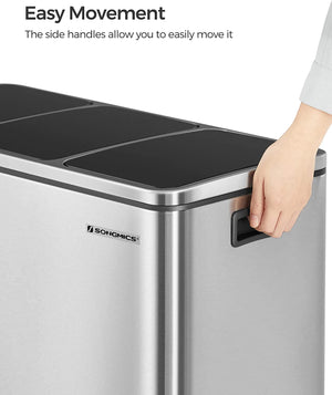 Triple Kitchen Trash Can 3×4.8 Gal (Stainless Steel) - Karrari
