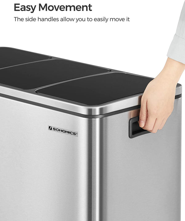 Triple Kitchen Trash Can 3×4.8 Gal (Stainless Steel) - Karrari
