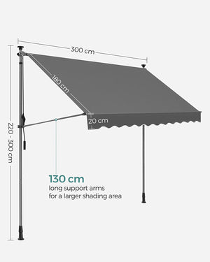 Balcony Sun Awning - Crank Operated, Adjustable Height - Karrari