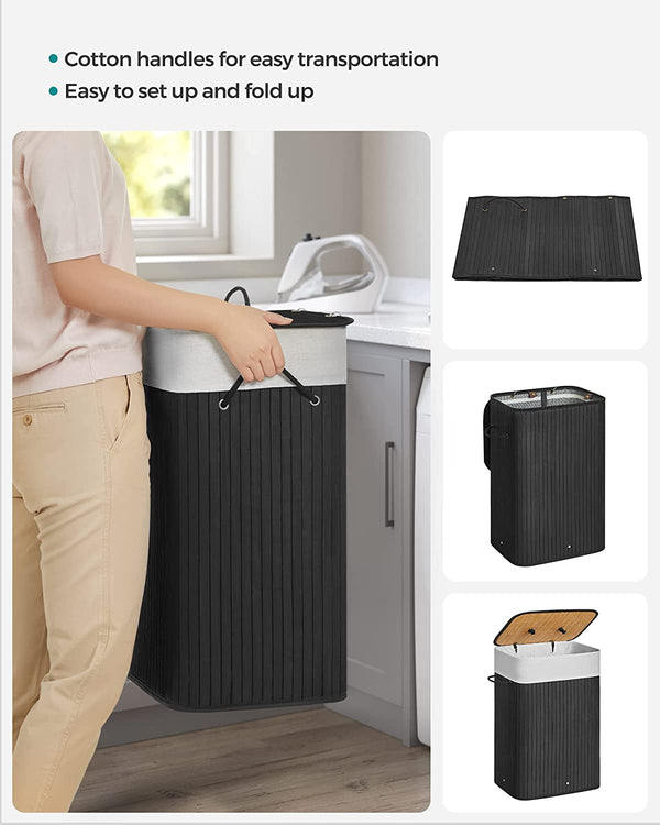 Foldable Bamboo Laundry Hamper (72L) - Karrari