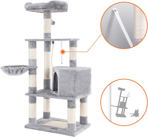 Light Grey Multi-Level Cat Tower - Scratching Posts - Karrari