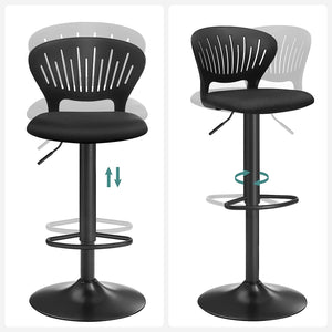Set of 2 Adjustable Bar Stools - Crown Backrests - Karrari